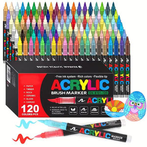 Ensemble de 120 marqueurs acryliques à pointe souple haute élasticité 1-5 mm, système d'encre <span class=keywords><strong>gratuit</strong></span> et qualité artiste pour l'art professionnel - Product Image 1