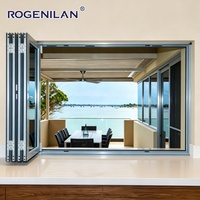 Ventana Plegable Exterior de Aluminio Resistente al Agua y a las Tormentas, Minimalista, de Doble Vidrio Templado, Marca Rogenilan