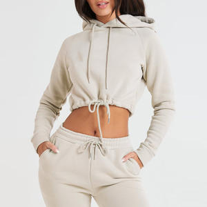 Wholesale Jogger <strong>Pants</strong> Cropped Sweatshirt Sweatpants and Hoodie Set Fashional Sweet Sports Clothing Set for Women - Product Image 3