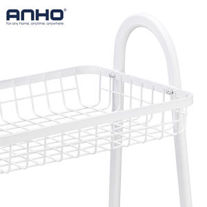 Chariot roulant robuste à 3 niveaux avec roues verrouillables Chariot de rangement et panier en fil métallique Étagère de cuisine utilitaire Supports de rangement et supports - Product Image 4