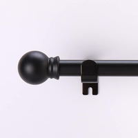 Ensemble de tringles à rideaux décoratives modernes 28-48 pouces 5/8 pouces Noir mat avec supports en métal lourd