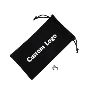 Yüksek kaliteli siyah gözlük kılıfı gözlük çantası, mikrofiber güneş gözlük kılıfı es Sunglass kol toz çantası ile özel Logo baskılı