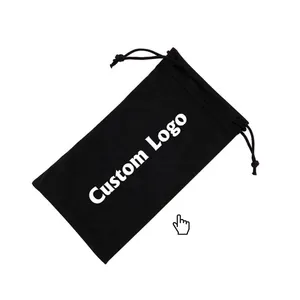 High Quality Black Glasses Pouch Eyeglass Bag Microfiber Sunglasses Pouches Sunglass Sleeve Dust Bag With Custom Logo Printed