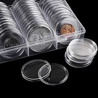Boîte de protection ronde en acrylique transparent pour pièces de monnaie, capsules pour pièces de monnaie en argent, pièces commémoratives du zodiaque, accessoires de rangement pour collection de pièces de monnaie