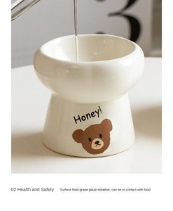 Nieuwe Aanwinst Bloemvormige Keramische Kattenvoederbak, Verhoogde Antislip Drinkbak voor Kleine Honden, OEM Logo Op Maat - Product Image 6