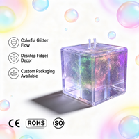Cube de sable mouvant liquide flottant en plastique acrylique OEM, à paillettes dégradées, pour artisanat, décoration sensorielle de bureau, fourniture en vrac personnalisée