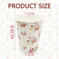 Anyou White Beautiful Little Floral Gobelets en papier Gobelets jetables en fleurs sauvages pour le bureau Usage quotidien Décoration de fête d'anniversaire de mariage