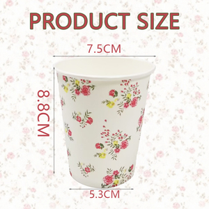 Anyite bianco belle piccole tazze di carta floreale monouso Wildflower coppe per ufficio uso quotidiano di nozze festa di compleanno decorazione - Product Image 6