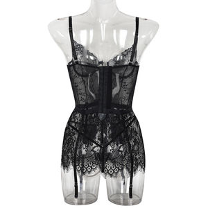 Chemise de nuit de mariée en maille bon marché avec <span class=keywords><strong>jarretière</strong></span>, nuisette sexy mini pour femme, lingerie babydoll en dentelle transparente - Product Image 6