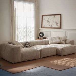 Conjunto de Sofás Modulares Contemporáneos, Sofás Seccionales Modernos de Terciopelo Sepia, Jacquard de Lino <span class=keywords><strong>Vainilla</strong></span> Francesa, Sofás de Esponja para Sala de Estar/Apartamento - Product Image 1