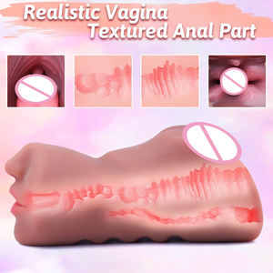 Masturbator Cup Pesawat TPE 3-Saluran Berkepala Ganda Terbalik untuk Pria dengan Lidah dan Gigi, Sensasi Seks Nyata, Seks Lebih Aman, Mainan Seks Dewasa - Product Image 3
