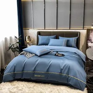 Wholesale cheap custom cotton 4pcs wedding luxury bed sheets set quilt bedding set king