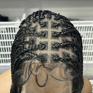 Perruque <span class=keywords><strong>tress</strong></span>ée sans nœuds de 18 à 36 pouces avec cheveux de bébé, perruque longue <span class=keywords><strong>tress</strong></span>ée en dentelle complète, ligne de cheveux naturelle, pour femmes noires - Product Image 4