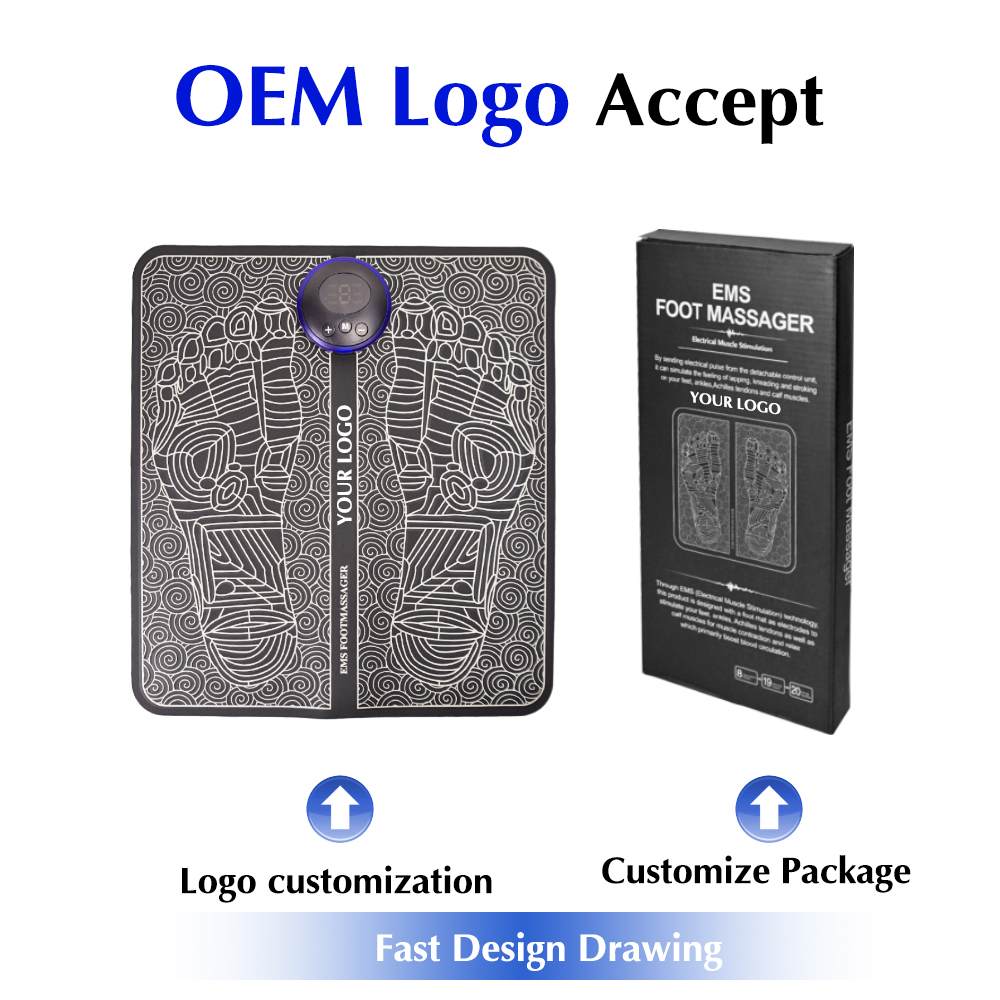 EMS Foot Massager Mat EFM-004 - 8 Modes 19 Intensities Portable USB Rechargeable Foot Pad