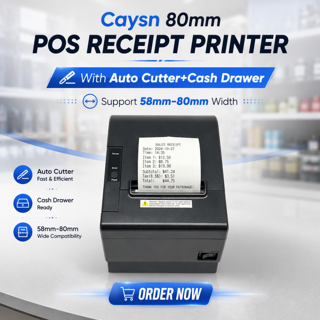 80mm Thermal POS Receipt Barcode Printer With Auto Cutter and Cash Drawer 3Inch Bill Printing Machine Wireless Bluetooth