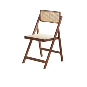 Silla de Comedor de Estilo Nórdico Moderno, de Madera Maciza y Ratán, Plegable, con Respaldo de Bambú, Ecológica, para Uso Familiar y en Hoteles - Product Image 1