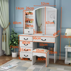 Mesa de Maquillaje Moderna para el Hogar, Mueble de Dormitorio, <span class=keywords><strong>Tocador</strong></span> con Luces LED y Cajón, Ideal para Mujeres y Chicas - Product Image 5