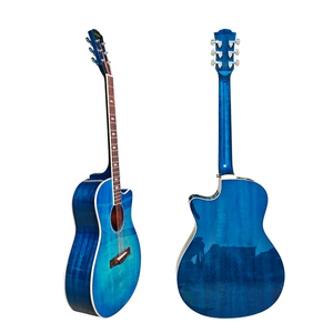 Guitare acoustique vintage Aiersi de haute qualité, avec table <span class=keywords><strong>en</strong></span> épicéa massif, corps <span class=keywords><strong>en</strong></span> acajou brillant, couleur bleue, modèle Grand Auditorium, instrument à cordes. - Product Image 1