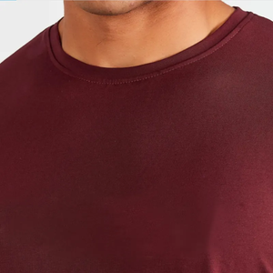 Alta calidad modelo rápido 95% algodón 5% Elastano camiseta de hombre estiramiento Slim Fit cuello redondo transpirable básico liso camiseta para adultos - Product Image 4