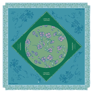 Tapete de Juego de Mahjong Plegable Resistente al Agua de 31.5x31.5 Pulgadas, Serie Miss, Diseño de Flor de Cerezo y Malaquita, Estilo Moderno y Lujoso - Product Image 1