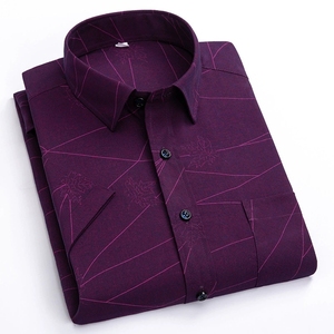 <span class=keywords><strong>Chemise</strong></span> ajustée à manches courtes pour <span class=keywords><strong>homme</strong></span>, motif 3D, en soie/coton écologique tricotée, anti-plis, style décontracté chic, idéale pour l'été - Product Image 6
