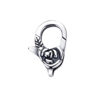 Fermoir de homard floral rose en argent sterling oxydé, résultats de bijoux de fleurs romantiques pour bracelet