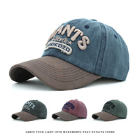 Nouveau modèle 2026 Casquette de baseball en coton lavé avec lettres brodées en 3D, aspect cuir, dessus souple et visière