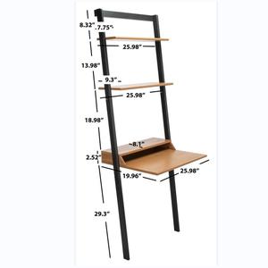 Wholesale Home Office <strong>Desk</strong> 3 Tier <strong>Shelves</strong> Storage Wooden Leaning Wall Mounted <strong>Ladder</strong> <strong>Desk</strong> With Bookshelf - Product Image 5