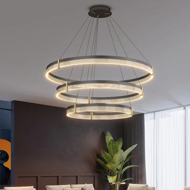 Nordic Ceiling Lighting Chandelier for Living Room Modern Luxury Led Round 3 Ring Dimmable Chandelier Ceiling Pendant Light · image 3