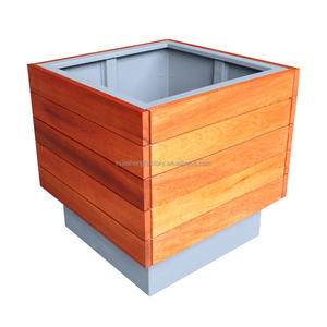 Fioriera Rettangolare Moderna per Esterni <span class=keywords><strong>in</strong></span> Acciaio Galvanizzato e WPC, <span class=keywords><strong>Vaso</strong></span> per <span class=keywords><strong>Piante</strong></span> e Rose - Product Image 1