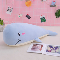 Jouets en peluche de baleine Beluga personnalisés de couleur rose et bleue, vente en gros, adorables animaux marins en peluche, oreillers en peluche de baleine