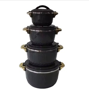 Juego de 4 Cazuelas Térmicas <span class=keywords><strong>con</strong></span> Acabado Brillante, 1L, 2.5L, 4.5L, 6.5L, Recipientes para Mantener la Comida Caliente, <span class=keywords><strong>con</strong></span> Patrón de Hojas en Relieve - Product Image 3