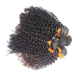 Hot sell raw bouncy jerry curls Virgin Burmese Kinky Curly Human Hair Bundles weave Wholesale bulk supplier