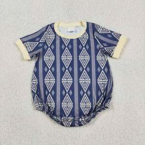 Western Aztec Geometric Print Baby <b>Bubble</b> Romper Short Sleeve Toddler Clothes - Product Image 5