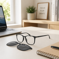 Lunettes de vue pour homme 2-en-1 pour la conduite quotidienne, monture carrée en Ultem à monture complète avec clip magnétique pour lunettes de soleil polarisées