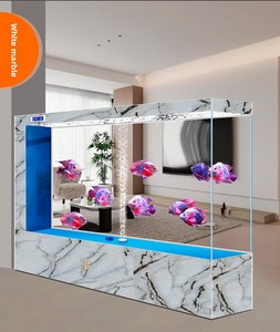 Aquário Retangular de Vidro Personalizado com Suporte, Sistema de Filtragem Lateral Sem Borda de 3 Camadas, Grande Capacidade 500L-1000L para Mesa/Sala de Estar - Product Image 4