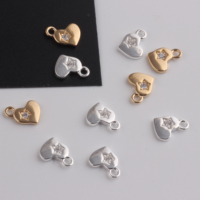 14K Or Rempli Coeur En Forme De Charme Connecteur Pentagramme Micro-ensemble Zircon Pendentif Fine Jewelry Accessoires pour DIY Fabrication de Bijoux