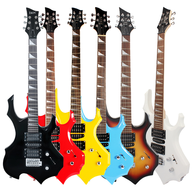 IRIN Hot New Fashion Personality Flame Shape Basswood 24 Fine Silk Fully Manual Electric Guitar with Set R-180