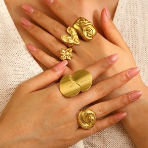 Anillo de Dedo Abierto de Acero Inoxidable con Forma de Girasol, Corazón y Estrella, de Alta Gama, Exagerado, Joyerí<span class=keywords><strong>a</strong></span> de Moda para Mujer - Product Image 3