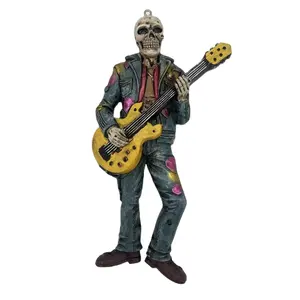 โครงกระดูกFigurines Decor Spooky Rock Bandเรซิ่นสะสมFigurines Partyนักดนตรีโครงกระดูกตกแต่งสําหรับห้องเด็กเล่นห้องนอน