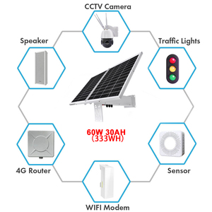 Colin 60W 30Ah 333wh năng lượng mặt trời Kit hệ thống DC12V 5V 24V năng lượng Set cho CCTV Camera An Ninh dự án IOT cảm biến giám sát đường bộ - Product Image 5