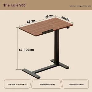 Mesa Móvil Elevadora de Madera, Mesa Auxiliar para Cama, Tablero Dividido Abatible, Mesa de Computadora Neumática, Mesa de Centro - Product Image 2