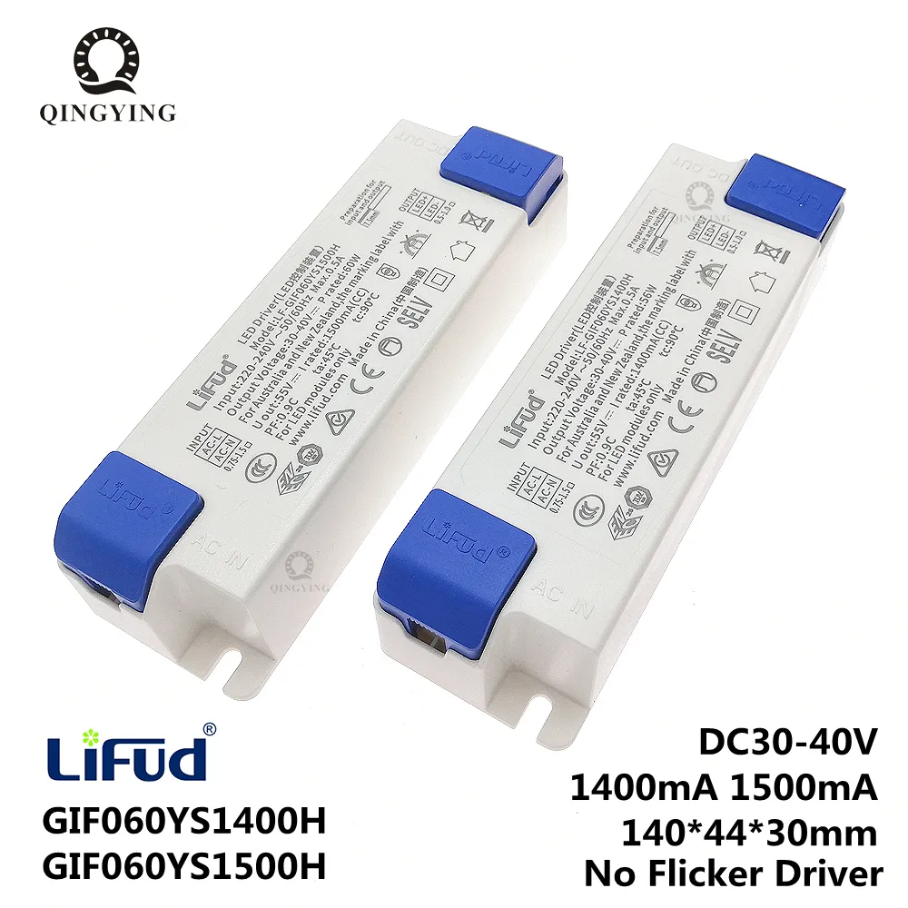 Lifud LED Driver DC30-40V 1400mA 1500mA LF-GIF060YS Série Sem Flicker High PF 0.9 Transformador de Alimentação LED Para Módulos LED