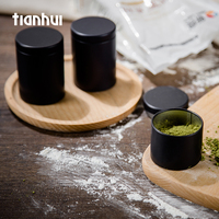 Tianhui Mini boîtes en métal noir boîte d'emballage de thé rond Matcha boîtes Logo personnalisé