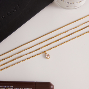 Collier minimaliste à 4 couches en acier inoxydable plaqué <span class=keywords><strong>or</strong></span> 18 carats avec zircone pour femmes J&D - Product Image 4