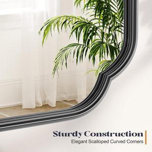 Wiserset Black Scalloped Wall Mirror 20 x 30 Inch <b>Metal</b> <b>Frame</b> Modern Bathroom Decorative Rectangle Mirror - Product Image 3