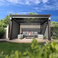 Pergola en aluminium robuste, design luxueux, éclairage LED, résistante aux intempéries, capteur de pluie, télécommande, résistante au vent, livraison rapide, OEM