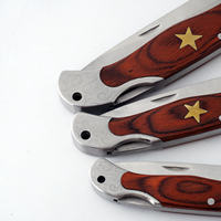 Petit couteau utilitaire pliant de qualité industrielle en acier inoxydable de 18 cm, manche en bois brun, système de verrouillage, pour le camping en plein air, EDC, OEM