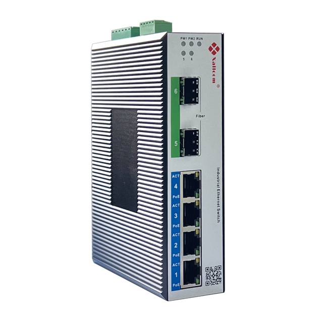 Xallcom X9124RP Enterprise Industrial Network Switch 4 Gigabit Ethernet +2 Gigabit Optical Fiber Ports PoE L2 Managed DIN-rail