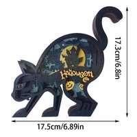 Statue de chat noir en bois de buis multi-couches 3D de style européen, idéale pour la décoration intérieure, style de design moderne